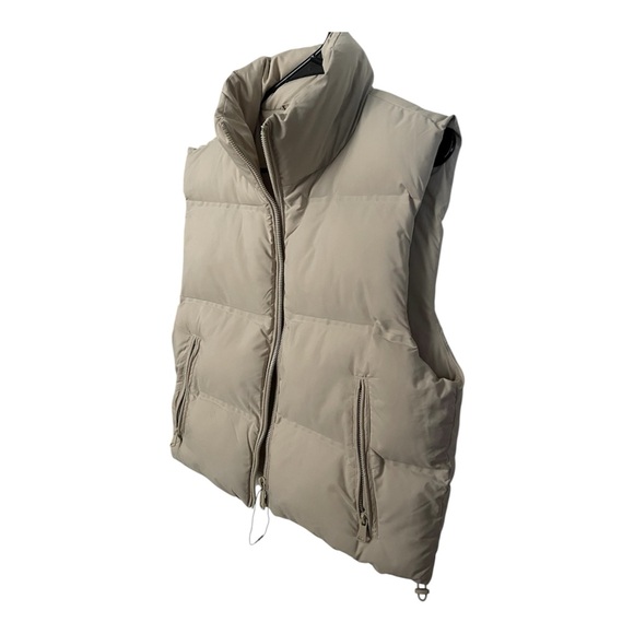 Zara Beige Gilet Double faced Cropped Light Tan Puffer Vest NEW - Picture 12 of 13